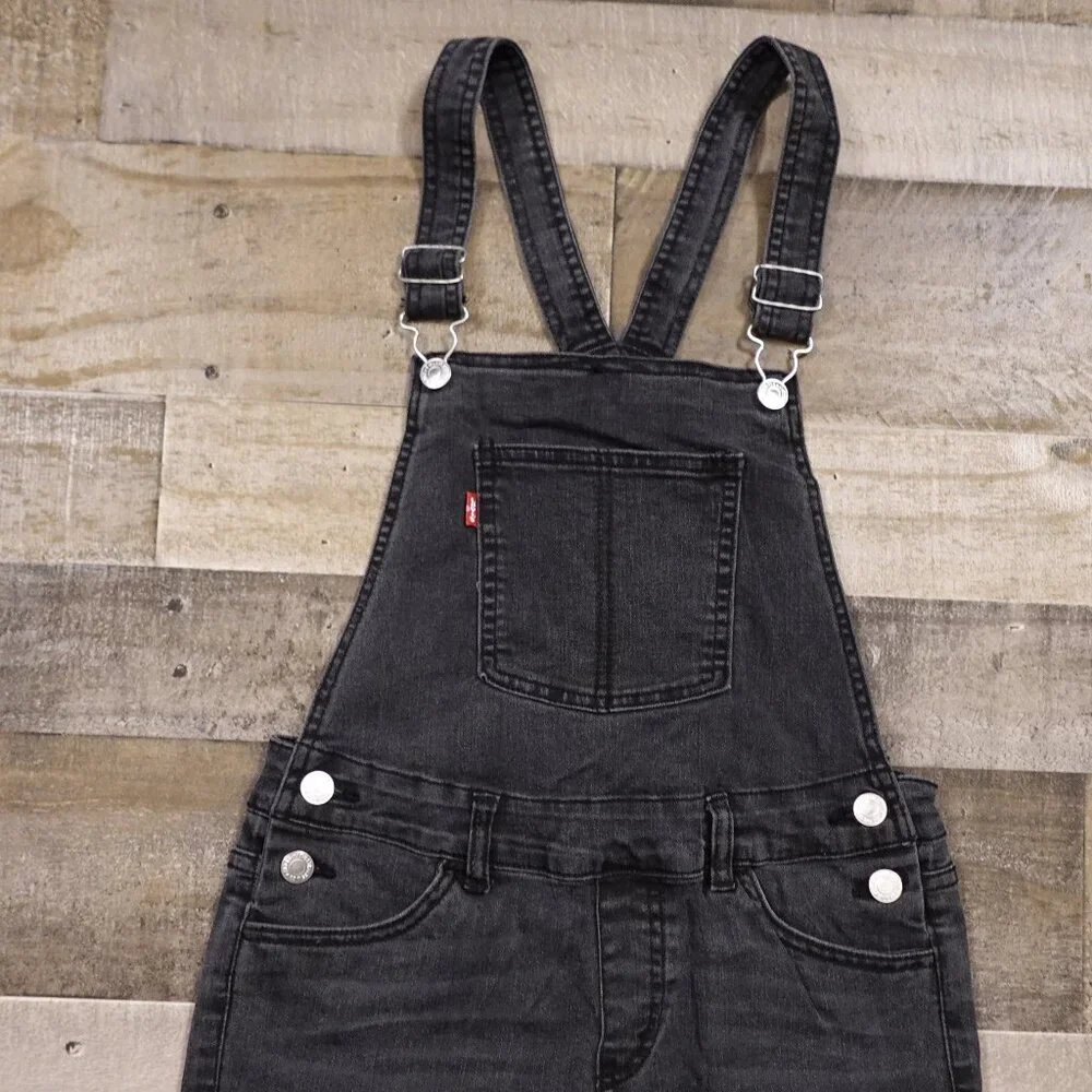 Levi's jeans bib overall‎ girl's 14 black denim red tab